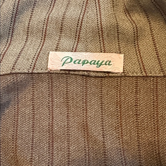 Pretty Striped Brown Button Down Vintage Vest Size Medium Papaya - Picture 3 of 4